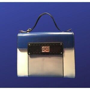 CHARLES JOURDAN “Kari” Slide Handle Satchel Bag Women’s Purse, INDIGO, EUC